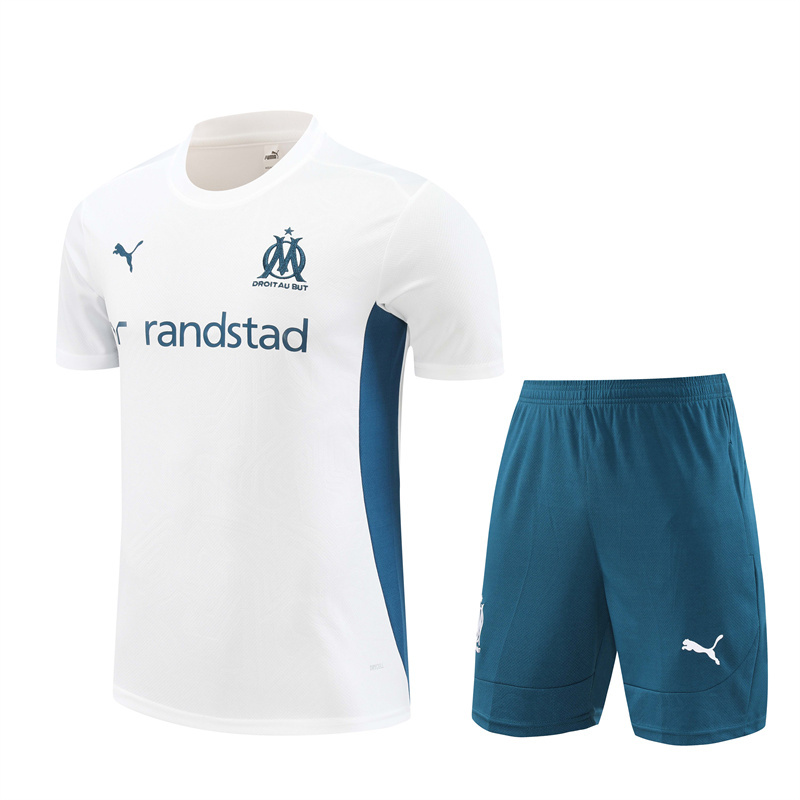 AAA Quality Marseilles 24/25 White/Navy Blue Training Kit Jersey